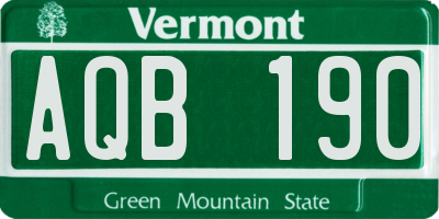 VT license plate AQB190