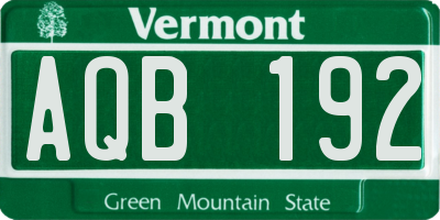 VT license plate AQB192