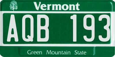 VT license plate AQB193