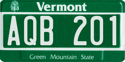 VT license plate AQB201