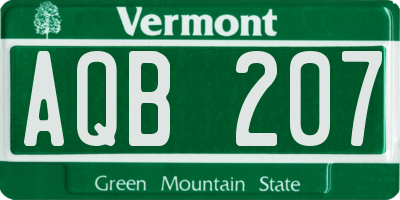 VT license plate AQB207