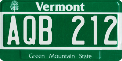 VT license plate AQB212
