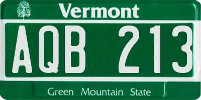 VT license plate AQB213