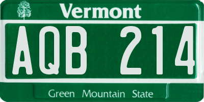 VT license plate AQB214