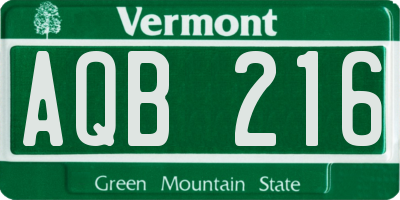 VT license plate AQB216