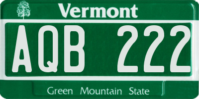 VT license plate AQB222