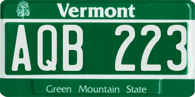 VT license plate AQB223
