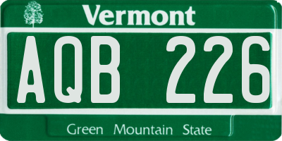 VT license plate AQB226