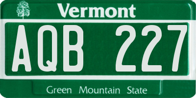 VT license plate AQB227