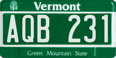VT license plate AQB231