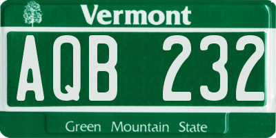 VT license plate AQB232