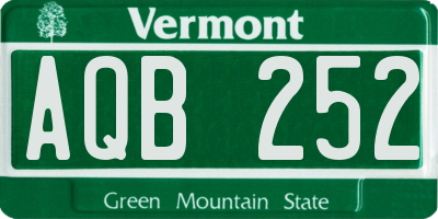 VT license plate AQB252