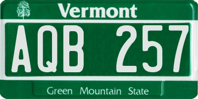 VT license plate AQB257