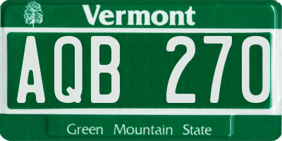VT license plate AQB270
