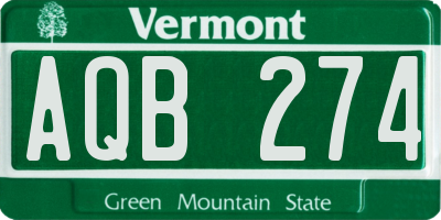 VT license plate AQB274