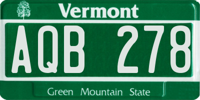 VT license plate AQB278