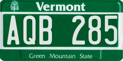 VT license plate AQB285