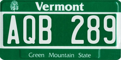 VT license plate AQB289