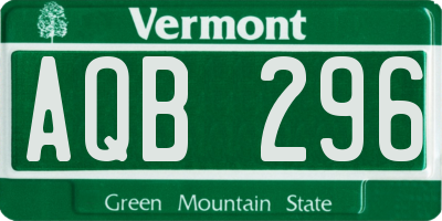 VT license plate AQB296