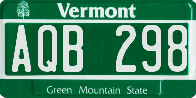 VT license plate AQB298