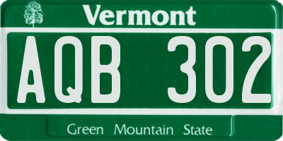 VT license plate AQB302