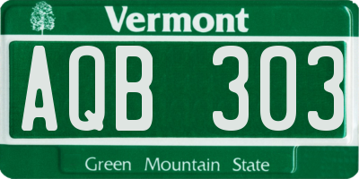 VT license plate AQB303