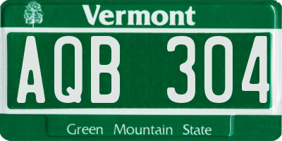 VT license plate AQB304