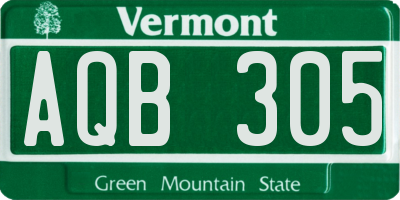 VT license plate AQB305