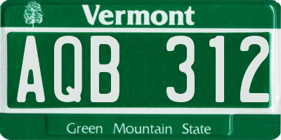 VT license plate AQB312