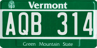 VT license plate AQB314