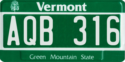 VT license plate AQB316