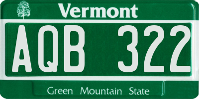VT license plate AQB322