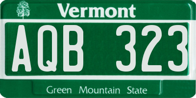 VT license plate AQB323