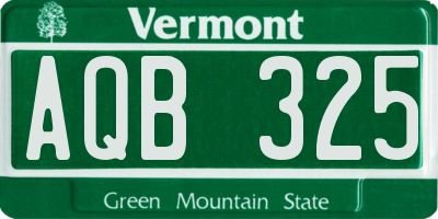VT license plate AQB325