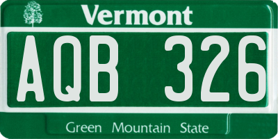 VT license plate AQB326