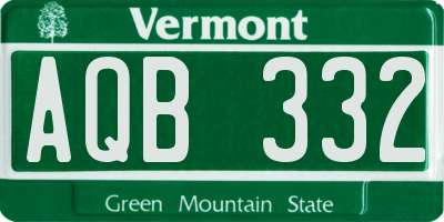 VT license plate AQB332