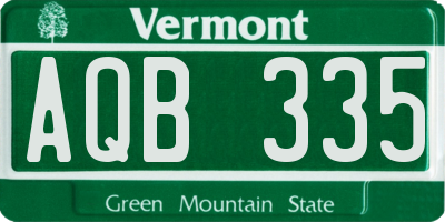 VT license plate AQB335