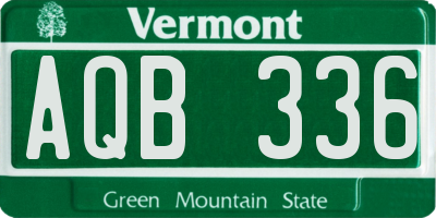 VT license plate AQB336