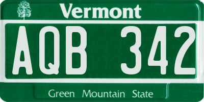 VT license plate AQB342