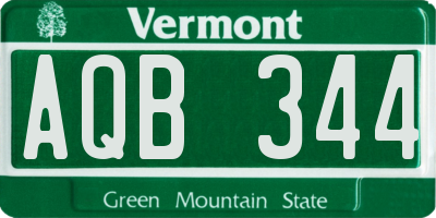 VT license plate AQB344