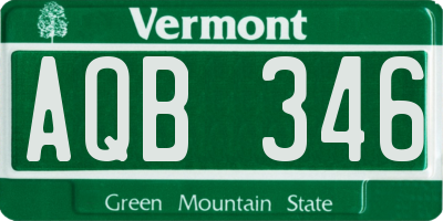 VT license plate AQB346