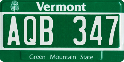 VT license plate AQB347