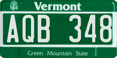 VT license plate AQB348