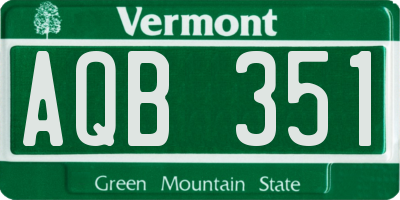 VT license plate AQB351