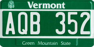 VT license plate AQB352