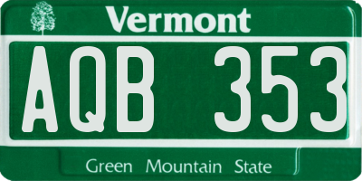 VT license plate AQB353