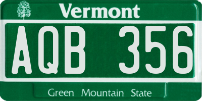 VT license plate AQB356
