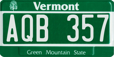 VT license plate AQB357