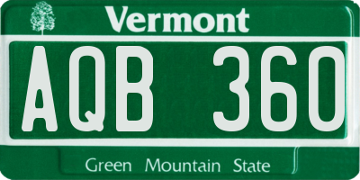 VT license plate AQB360