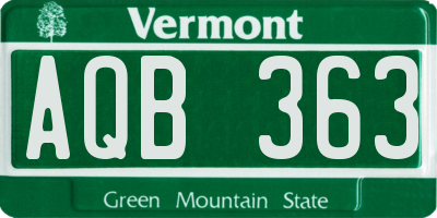 VT license plate AQB363